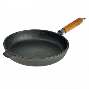 WEBBER Сковорода чугунная 26 см со съемной деревянной ручкой BE-4541/26