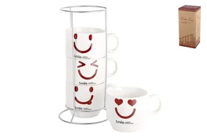 КОРАЛЛ Набор кружек 1/5 на металлической подставке 150мл Smile 5092