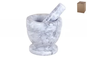 КОРАЛЛ Ступка с пестиком 10х10см Мрамор серая 5032