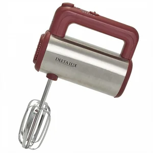 DELTA Миксер электрический 700 Вт DE-7704 нержавеющая сталь с бордовым