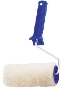 СИБРТЕХ Валик из натурального меха с ручкой, 200 мм, ворс 12 мм, D 48 мм 80123