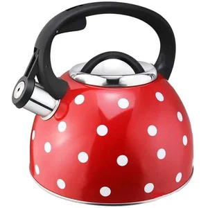 MALLONY Чайник на плиту Maestria 2.5 л со свистком Красный в белый горошек 005176
