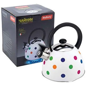 MALLONY Чайник MAL-0403 со свистком 2.2 л окрашенный в горошек капсульный