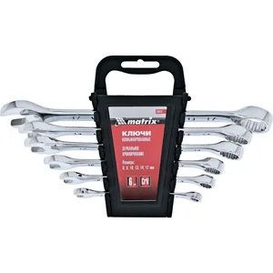 Matrix Набор ключей комбинированных, 6-17 мм, 6 шт, CrV, полированный хром 15414