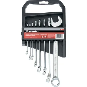 Matrix Набор ключей комбинированных, 6-19 мм, 8 шт, CrV, полированный хром 15422