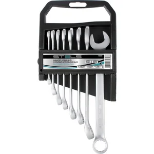 Stels Набор ключей комбинированных, 8-19 мм, 8 шт, CrV, матовый хром 15428