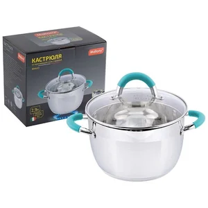 Mallony Кастрюля 2.9 л Bravo с капсулированным дном 18x11.5 см из нержавеющей стали с крышкой 005429