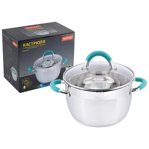 Mallony Кастрюля 3.9 л Bravo капсулированное дно 20x12.5 см из нержавеющей стали с крышкой 005430