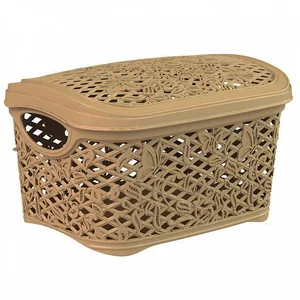 DELTA Корзина прямоугольная 3,3 л с крышкой Fiori BQ4012КФ кофейная