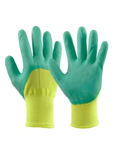 Перчатки нейлоновые салатные (вспен.полиуретан) 01-038