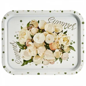 DELTA Поднос жестяной прямоугольный Пионы П332*258-01899