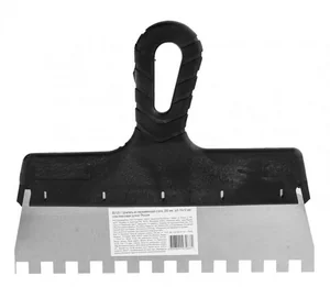 SPARTA Шпатель из нержавеющей стали, 250 мм, зуб 10 х 10 мм, пластмассовая ручка 85129