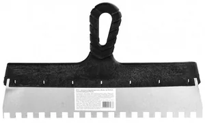 SPARTA Шпатель из нержавеющей стали, 350 мм, зуб 10 х 10 мм, пластмассовая ручка 85131