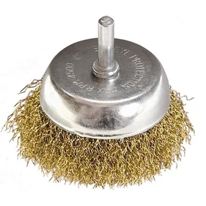 Matrix Щетка для дрели, 50 мм, чашка со шпилькой, латунированная витая проволока 74475