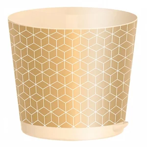 PLASTIC REPUBLIC Горшок для цветов Oregano 120 мм, 0,75 л, с прикорневым поливом 221603925/01 с декором (светло-бежевый)