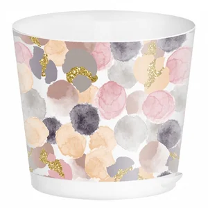 PLASTIC REPUBLIC Горшок для цветов Oregano 120 мм, 0,75 л, с прикорневым поливом 221602329/01 с декором (белый)