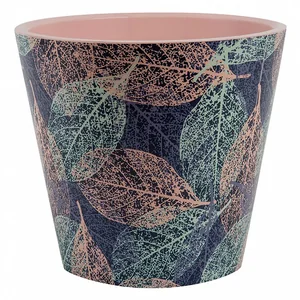 PLASTIC REPUBLIC Горшок для цветов London Deco 160 мм, 1,6 л ING6204ТУ-ЛМ с декором Туманное утро