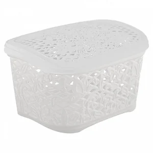 DELTA Корзинка прямоугольная Fiori mini пластиковая с крышкой 1 л BQ4019МОЛ молочная