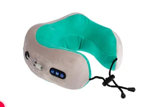 BRADEX Дорожная подушка-подголовник для шеи с завязками KZ 0558 серо-зелёная