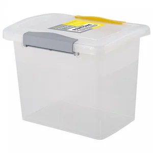 DELTA Ящик для хранения Laconic mini пластиковый прозрачный с защелками 1,6 л BQ2492ЖТСЕР желтый/серый