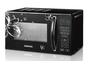CENTEK Микроволновая печь (СВЧ) Соло CT-1579 (черный, ЦВЕТЫ)