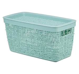 М-ПЛАСТИКА Коробка 4л БЯЗЬ МОРСКАЯ ВОЛНА с крышкой 28*14*14см М 2325 