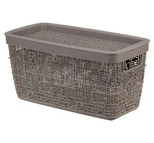 М-ПЛАСТИКА Коробка 4л БЯЗЬ ФРАНЦУЗСКИЙ СЕРЫЙ с крышкой 28*14*14см М 2325 