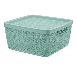 М-ПЛАСТИКА Коробка 8л БЯЗЬ МОРСКАЯ ВОЛНА с крышкой 28*28*14см М 2326