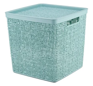 М-ПЛАСТИКА Коробка 17л БЯЗЬ МОРСКАЯ ВОЛНА с крышкой 28*28*28см М 2327