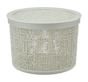 М-ПЛАСТИКА Коробка 2л БЯЗЬ БЕЛЫЙ РОТАНГ с крышкой D=17см М 2328