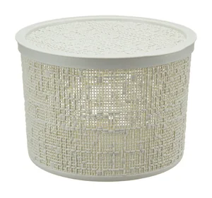 М-ПЛАСТИКА Коробка 4,5л БЯЗЬ БЕЛЫЙ РОТАНГ с крышкой D=22см М 2329