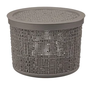 М-ПЛАСТИКА Коробка 4,5л БЯЗЬ ФРАНЦУЗСКИЙ СЕРЫЙ с крышкой D=22см М 2329