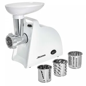 АКСИНЬЯ Мясорубка электрическая 2000 Вт, 1,8 кг/мин КС-2005С белая + 3 насадки-овощерезки