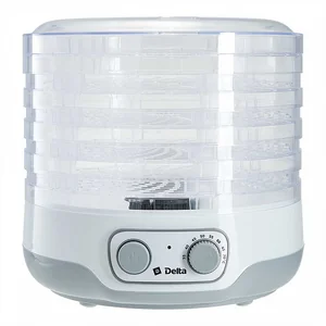 DELTA Сушилка для овощей и фруктов электрическая 250 Вт, 8 л, 5 секций DL-6890 белая с серым