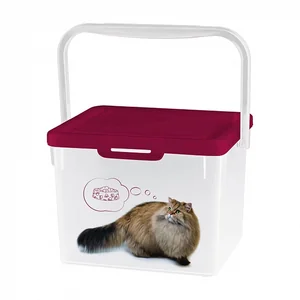 Бытпласт Контейнер Для Корма С Декором Lucky Pet 5.3л Кошки (бордовый) 434212721