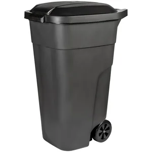 Бак для мусора с крышкой на колесах 110л серый, PT9957СЕР-1РS