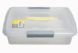 Ящик для хранения Laconic пластиковый прозрачный с защелками и ручкой 5 л желтый/серый 00-00013538