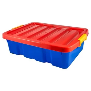 Ящик JUMBO на роликах ребристая крышка 30л синий 00-00010556