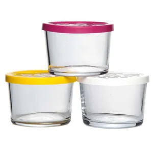 PASABAHCE Банки для хранения 3 штуки БЕЙЗИК 220 мл (белая, желтая, фуксия крышки) 98740B1