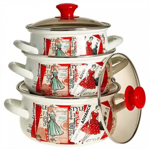 КМК Набор кастрюль 1,5 л, 2 л, 3 л МОДА-ЭКСТРА белый