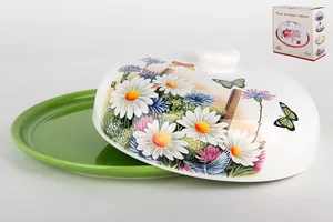 КОРАЛЛ Блюдо для блинов с крышкой Ромашки d23см. HC604R-K03