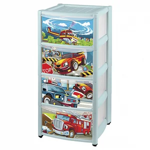 Бытпласт Комод Детский На Колесах С Выдвижными Ящиками С Аппликацией 4 Ящика (светло-голубой)