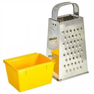 DELTA Терка универсальная 11×8,5×22 см из нержавеющей стали с контейнером К02.002.02 с металлической ручкой