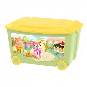 Ящик Для Игрушек На Колесах 580х390х335 Мм С Аппликацией (салатовый) 00-00006193