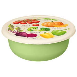 DELTA Миска 1,2 л с крышкой с декором (салатовый) 221140820/04