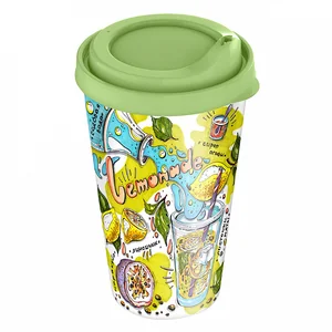 DELTA Стакан 550 мл IZI-GO с крышкой с декором СЛ (салатовый) 221134320/04