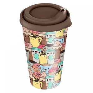 DELTA Стакан 550 мл IZI-GO с крышкой с декором (темно-коричневый) 221134224/01