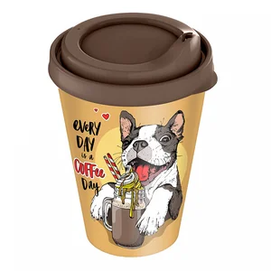 DELTA Стакан 420 мл IZI-GO с крышкой с декором (темно-коричневый) 221133924/01