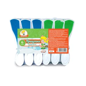 Прищепки д/деликатной одежды 8,2см набор 6шт Умничка 00-00013936