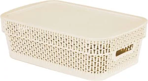 Корзина прямоугольная Ajur 3л с крышкой слоновая кость (BQ4111СЛК)